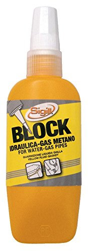 Sigill - Block Idraulica Gas Metano, Flacone da 60 ml, Sigillante Anaerobico Giallo per Raccordi Metallici, Sostituisce PTFE e Canapa, Tenuta Perfetta su Gas, GPL, Aria e Liquidi