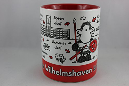 Sheepworld - 61212 - Kaffeebecher, Ohne Wilhelmshaven ist Alles doof, Steingut, Höhe: 9,5cm, Durchmesser: 8cm, spülmaschinengeeignet
