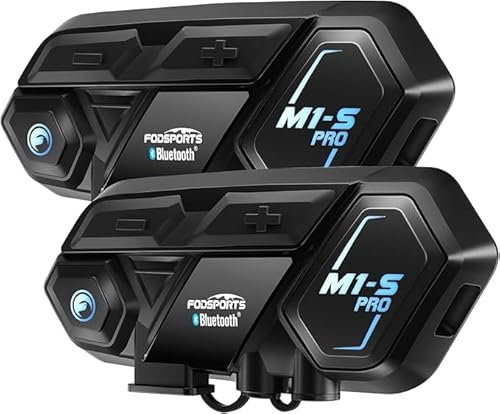 Fodsports Motorbike Intercom, M1-S PRO Helmet Intercom 2000m 8 Riders Group Motorcycle Communication System Universal Wireless Headset Interphone (Waterproof/Handsfree/Stereo Music/GPS/2 Pack)