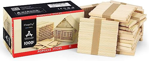 Magicfly 1000 Stück Eisstiele aus Holz, Stück Popsicle Sticks 114 x 10 x 2 mm Breit Holzstäbchen Holzspatel zum Basteln