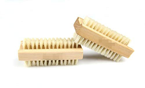 Spazzola per unghie in legno bifacciale, spazzola per pulizia unghie con setole forti di cactus, confezione da 2