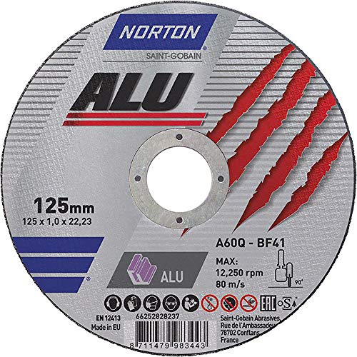 Norton Disco di taglio dritto in alluminio, 125 x 1,6 mm
