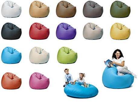 sunnypillow XXL Sitzsack mit Styropor Füllung 125 cm Durchmesser 2-in-1 Funktionen zum Sitzen und Liegen Outdoor & Indoor für Kinder & Erwachsene viele Farben und Größen zur Auswahl Blau