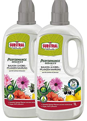 Gardopia Sparpack Substral Naturen Performance Organics Balkon- & Kübelpflanzen Nahrung, Bio Spezial-Flüssigdünger, 2 x 1 Liter Plus Zeckenznage mit Lupe