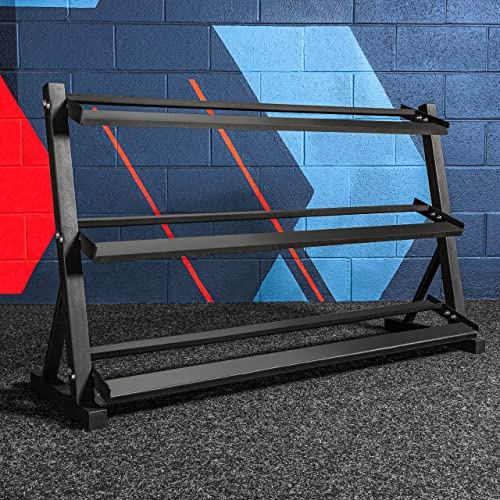 METIS Ställ för hantlar | Hylla av metall i 3 nivåer för hem & gym | Välj Endast ställ eller Set med ställ + 12 st par hantlar | Gymutrustning för hemmabruk (Endast ställ)