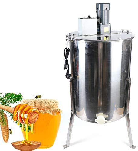 Fetcoi Elektrische Honigschleuder mit 4 Waben – 140W Edelstahl Honiggewinnung mit Geschwindigkeitsregelung und Transparentem Acryl-Deckel