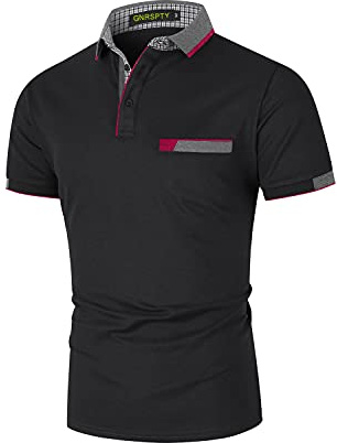 GNRSPTY Herren Poloshirts Kurzarm Baumwolle Polo Shirts Männer Slim Fit Polohemd Golf Farbe Nähen T-Shirt M-3XL