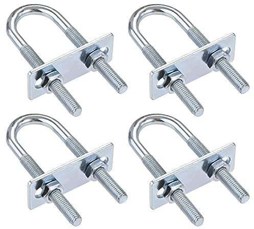 sourcing map Round U-Bolts 4 Sets 0.98(25mm) Inner Width 90mm Length Steel M8 with Nut, Plate