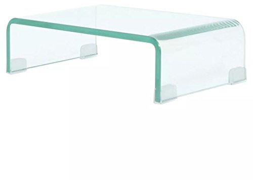 Susany Alza Schermo in Vetro Temperato Trasparente/Nero/Bianco,Mobile Porta TV in Vetro Temperato,Porta TV in Vetro Nero,Mobile TV in Vetro,Tavolino Porta TV in Vetro,Rialzo TV in Vetro