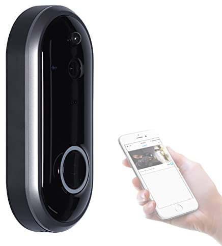 YAMIA1115 Sonnette Intelligente Haute Définition pour Téléphone Portable à Distance Appel Vidéo Bidirectionnel WiFi Interphone sans Fil Détection de Mouvement à Faible Consommation D'énergie,Black