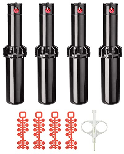 K Rain k5 3/4 Gear Drive Rotor 5 Pop-Up | 22' - 51' Spray Distance, 40° - 360° Arc Spray Pattern with Full-Circle Gear Driven Rotor | Includes Install Kit (4 Pack)