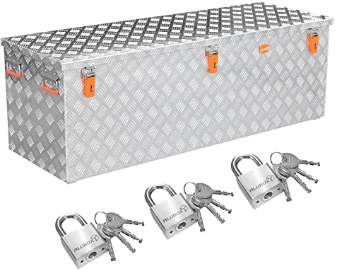 Alubox Werkzeugtruhe ABX-R375 Aluminium Riffelblech Werkzeugkiste Transportkiste 375 Liter PROMO inkl. 3 Edelstahl Schlösser