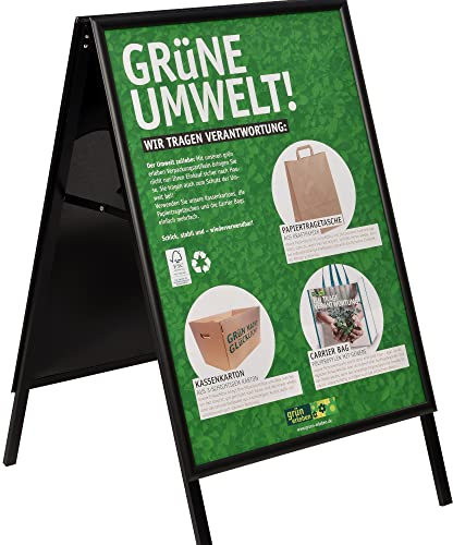 DISPLAY SALES Kundenstopper, 25 mm, Gehrung, DIN A1, schwarz, mit schwarzer Rückwand, Plakatständer