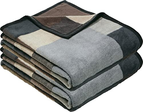Erwin Müller Wohndecke Palermo 2er-Pack, Kuscheldecke - grau Größe 150x230 cm - kuschelig - mit Verloursband-Einfassung - Wolldecke - Plaid - atmungsaktiv