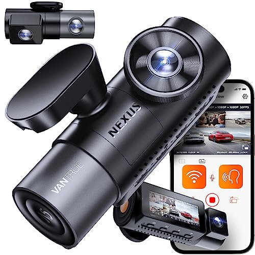 VANTRUE N5 Dash Cam 4 Channel 2.7K 5G WiFi GPS, STARVIS 2, 360° Dashcam for Cars Front Rear Inside, Dash Camera Voice Control HDR IR, Car Dash Cam 24H Buffered Parking Mode, Support 512GB