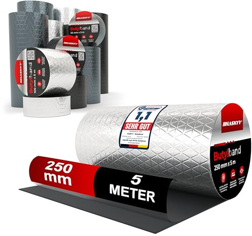 HASKYY Aluminium Butylband Dachreparatur 250 mm x 5 lfm Bitumen Aluband Reparaturband Dichtband
