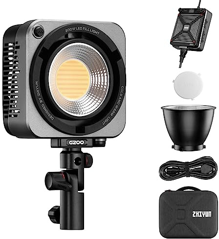 ZHIYUN MOLUS G200 COB LED Video Light 200W CCT 2700K-6500K Bowens Mount LED Photo Continuous Lighting Built-in App Control CRI 95+ TLCI 97+