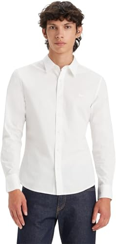 Levi's Långärmad herrskjorta Housemark Slim skjorta, Ljus vit, S