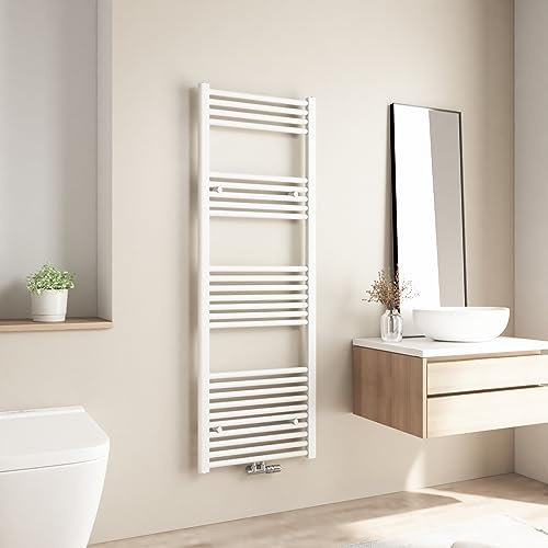 Heilmetz Scaldasalviette bagno, scaldasalviette a radiatore 140 x 50 cm termoarredo bagno (Bianco)