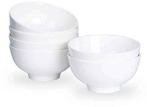 Swuut Juego de cuencos pequeños de 10 cm de cerámica blanca de 6 a 10 oz para postre, helado, arroz, sopa, aperitivo, inmersión en microondas y lavavajillas