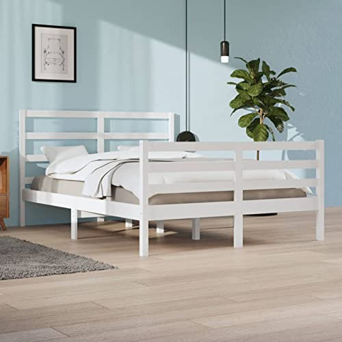 Camerina Massivholzbett Bettgestell Bed Frame Bett Mit Bettkasten Hausbett Bett Massivholz Weiß Kiefer 160x200 cm - 3105017