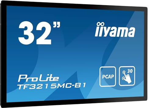 iiyama Prolite TF3215MC-B2 80cm 31,5 VA LED-Monitor Full-HD Open Frame 30 Punkt Multitouch kapazitiv VGA HDMI DisplayPort 24/7 IP65 IK-7 7H Touch-durch-Glas schwarz