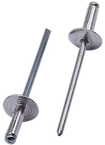 SKIR'CO (50 pcs) Large Flange Aluminium Blind Rivets 3.2 x 10 mm, Steel Mandrel, Aluminum Blind Rivets
