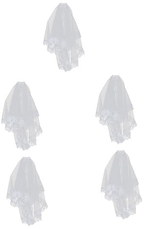 LIFKOME 5stücke Vintage Lace Veil Für Kurze Tüll Hochzeits Und Halloween-verkleidung Für Cosplay Und Partys Mit Spitzenborte Und Ansprechendem Design