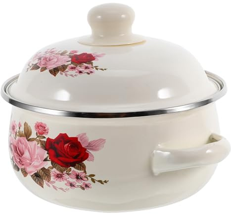 Zerodeko Pot à Soupe Émaillé Avec Couvercle Casserole Résistante Aux Hautes Températures Idéale Pour Soupe Ragoût Et Nouilles Motif Floral Décoratif Ustensile De Cuisine Pratique
