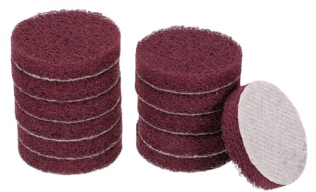 sourcing map 12 spugne abrasive a grana 500, 5,1 cm, per trapano elettrico a cerchio e ad anello, per la pulizia della casa, della cucina, rosso scuro