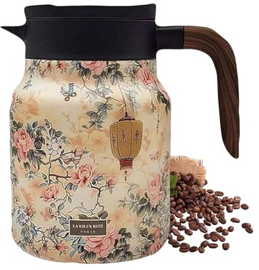 Floral Théière Rétro Theiere Avec Infuseur 1L Théières En Acier Inoxydable Bouilloire À Thé Isolée, Théière En Acier Inoxydable Avec Infuseur À Thé Intégré, Pour La Maison, L'entreprise