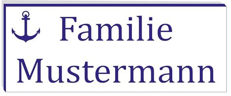 KIWISTAR UG - plaque boite aux lettres personnalisable ancre 50x20 mm blanc bleu - personnalisée avec gravure - Plaque de sonnette en PVC - usage extérieur - résistante aux UV et aux intempéries