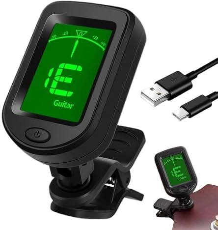 Guitar Tuner – Best Digital Guitar Tuner | Fast & Accurate Professional Clip Tuneer | Chromatic Automatic Guiitar Tuning Device | Rechargeable LED Display Small Tuneer for Easy Us