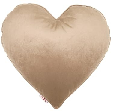 beties Samt&Sonders-Serie Kissen Herz ca. 32x34 cm Deko- Formkissen gefüllt (braun-beige)