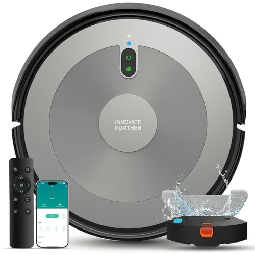 Deenkee Robot Vacuum Cleaner with Mop, Ultra Strong Suction Robot Vacuum, Super Thin Robotic Vacuum with Auto Carpet Boost, WiFi/APP/Remote, 120Min Runtime, for Hard Floors Carpets Pet Hairs