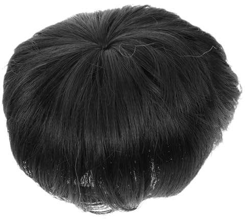 HAPINARY Peluca Corta Realista para Hombre Parche de Cabello Negro de Fibra Resistente, Cómoda y Versátil para Zonas Calvas y Uso Diario en Disfraces