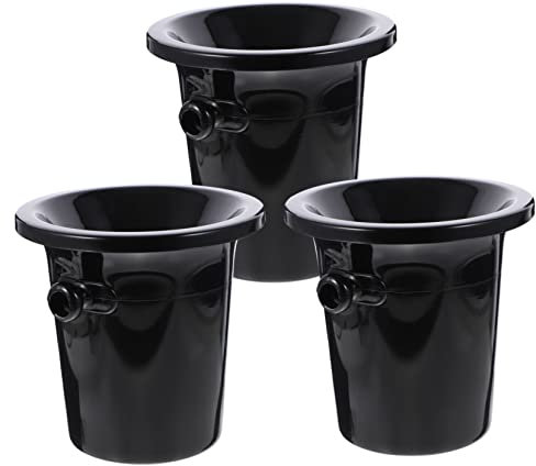 INOOMP Escupidera para Cata De Vinos Negra Redonda Doble Asa, Cubo Enfriador De PP, Resistente y Funcional, para Fiestas y Eventos De Degustación (3 Unidades)