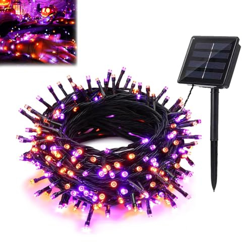 BNOYONERAS 7 Metri Catena Luminosa Esterno Solare 50LED per Halloween, 8 Modalità Luci Solari Esterno, Luci Solari da Giardino, Decorazioni Casa Luci a Rete, Luci Halloween a Rete per Festa