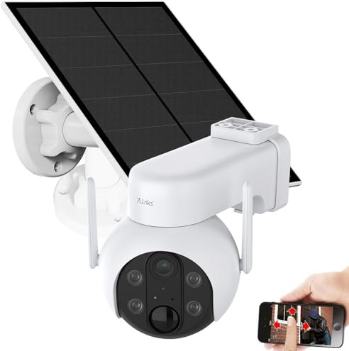 7links Außenkameras: Außen-Solar-IP-Überwachungskamera, Akku, 2K, Pan-Tilt, WLAN, App, IP66 (Überwachungskamera mit Solarpanel, Kamera Solar, PC)