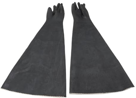 Fockety Heavy Duty Sandblasting Gloves, 1 Pair 32.28in Wearproof Latex Sandblaster Cabinet Gloves, for Sandblaster Protective Safety Work Black