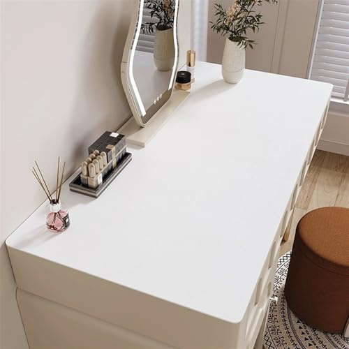 Wokuaile Schreibtischunterlage 90x50cm abwaschbar Tischunterlage Schreibtisch aus PU-Leder Schreibtisch Unterlagenmatte für Büro, Weiß