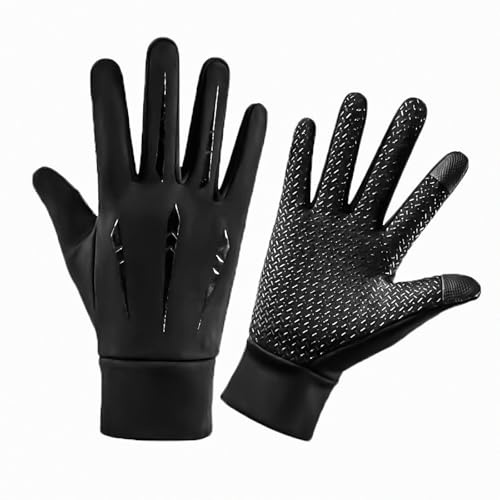 ZEMINRI Gants Velo Homme et Femme Gants Moto VTT Gants Noir Velo Coupe Confortables Polaire Fine Gant avec Doigts Tactiles et Paume en Antidérapante pour Sport Plein Air