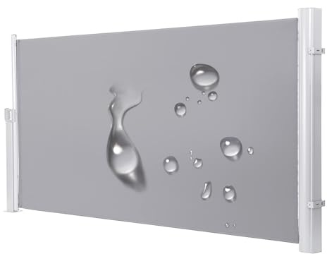 Einziehbare Seitenmarkise, wasserdicht und UV-beständig, 180 g Polyester, verstellbar, Höhe: 120 cm, Länge: 200 cm, ideal für Terrasse, Hinterhof, Balkon (C 160 x 400 cm)