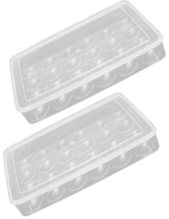 COLLBATH Organizador Caja de Plástico Pp 2 Piezas para Refrigerador Optimización de Espacio Ranuras Separadas y Apilable y Protección contra Golpes