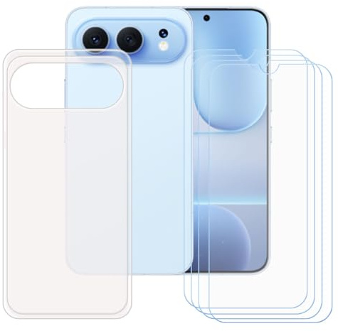 CongJiaLingXi Funda para Honor 500 (6.55) + Screen Protector, Translúcido Suave Silicona Caso + [4 Piezas] Cristal Templado Film Vidrio.