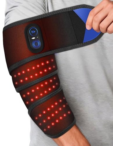 Cordless Heating Pad for Arm Elbow Leg, Heating Pad Body Wrap with Red Light, 5000mAh Rechargeable Fast Heating Arm Sleeve with 3 Heat & Timing Settings, Black