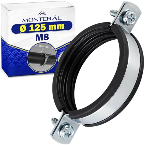 Isophonique Collier Serrage Métallique M8 Joint Caoutchouc Tubes Ø 125 mm | Collier de Serrage Tuyau en Acier Galvanisé - MONTERAL