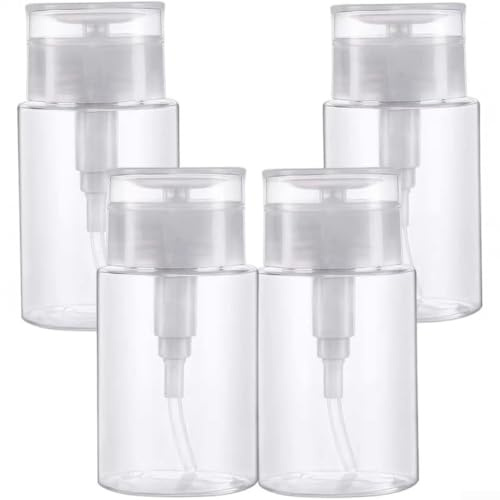 Aprilsunnyzone Confezione da 4 flaconi a pressione per prodotti liquidi per la cura della pelle come toner e struccante, bocca larga per un facile riempimento (100 ml)
