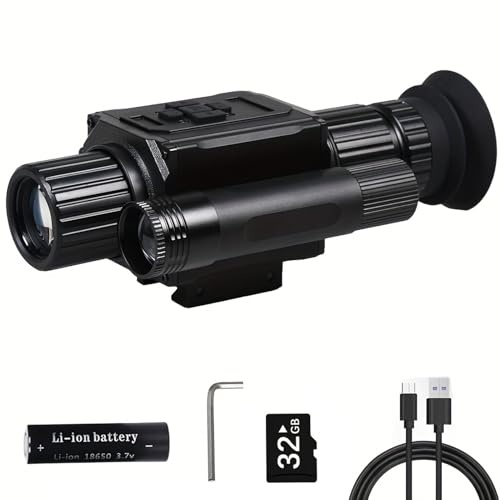 Digitales Nachtsichtgerät für die Jagd, 5-facher Digitalzoom 1080P Nachtsicht-Monokular-Zielfernrohr, Eingebauter 850 IR-Illuminator, 32GB Karte inklusive