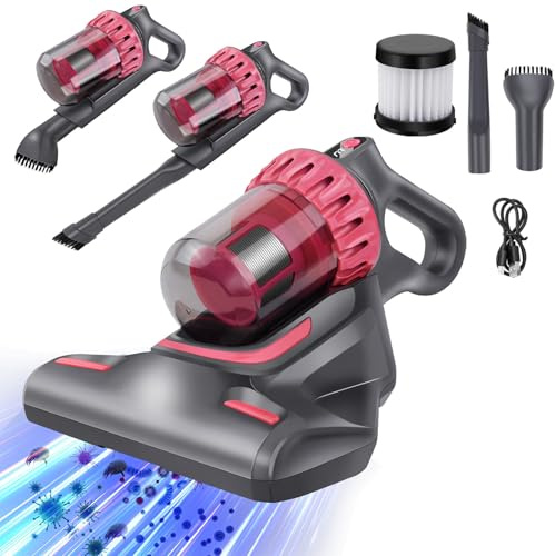 Kabelloser Bettwanzen- und Milbenentfernungsstaubsauger mit UV-Licht - HEPA-Filter, 10 kPa Saugkraft, LED-Bildschirm, Handheld für Matratzen- und Sofa-Reinigung